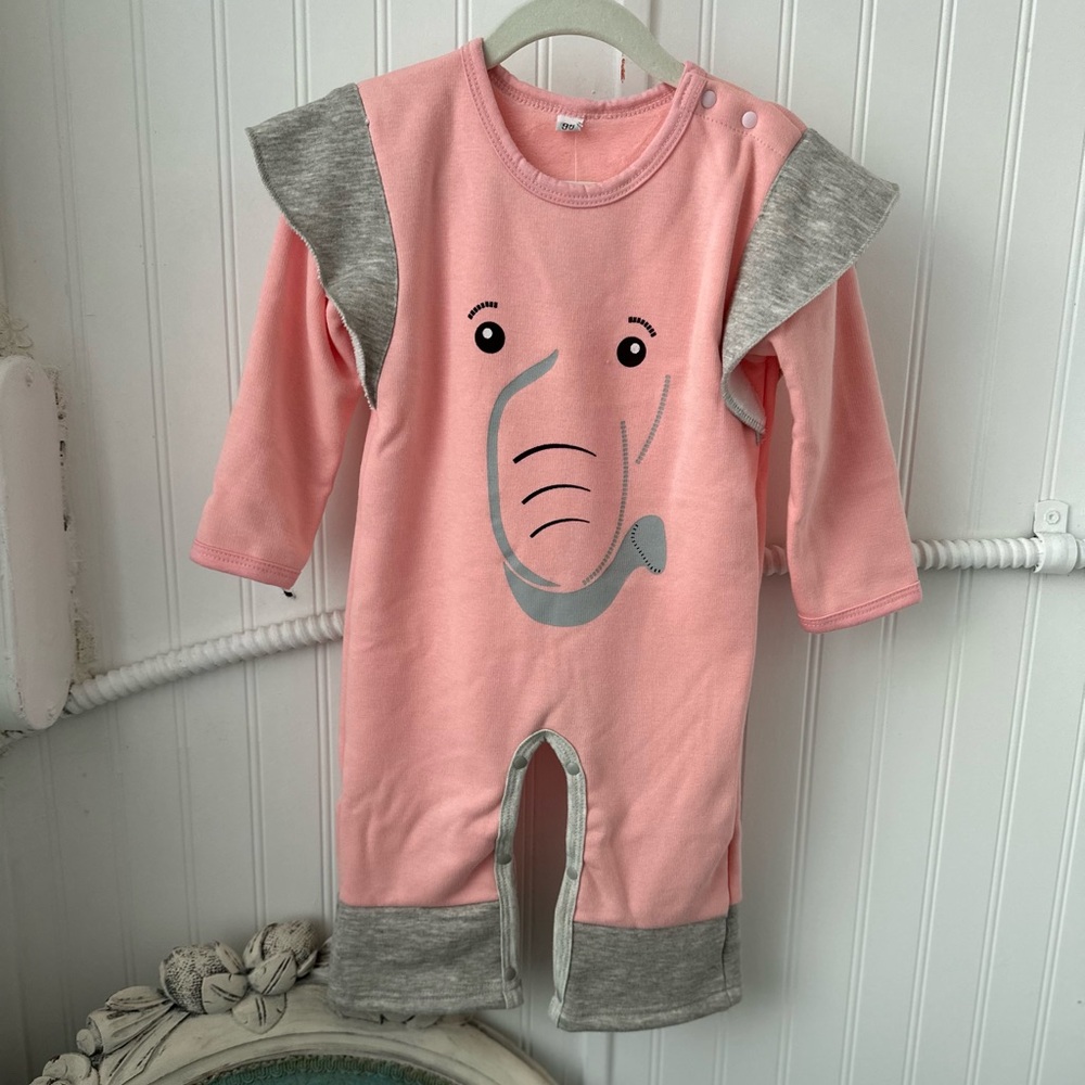 Girls Romper - Pink Elephant design